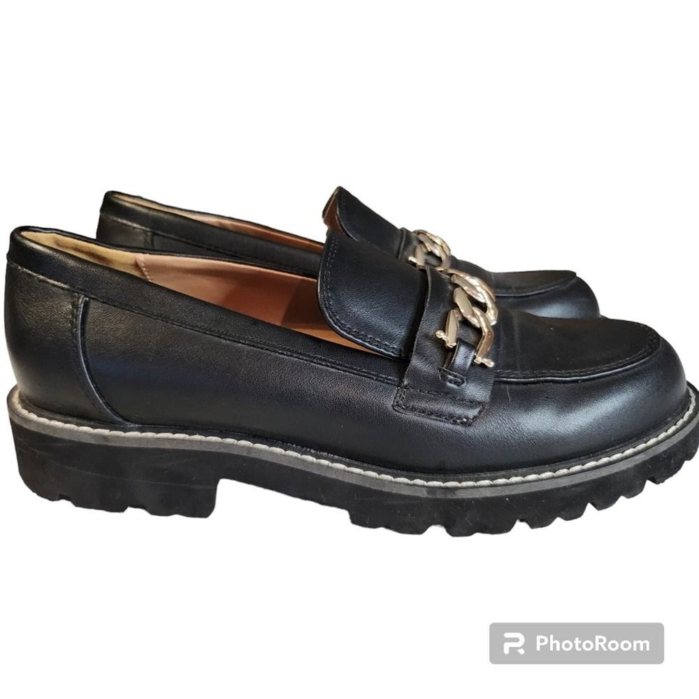 BCBGeneration Tinaa Chunky Leather Loafers Black Size 7M